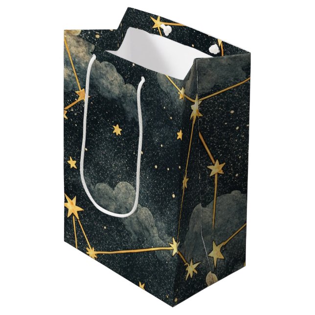 Sacola Para Presentes Média Padrão de Estrela da Constelação Celeste (1) (Frente inclinada)
