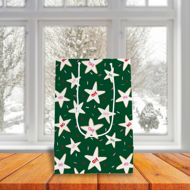 Sacola Para Presentes Média Padrão de Estrela de Biscoito de Natal (Criador carregado)