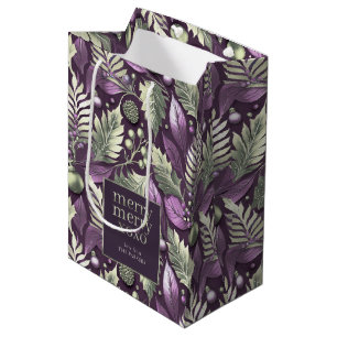 Sacola Para Presentes Média Padrão de Feliz de Natal Verde Roxo nº 22 ID1009