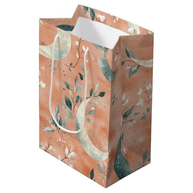 Sacola Para Presentes Média Padrão de Flor Lunar Boho Celestial (5) (Frente inclinada)