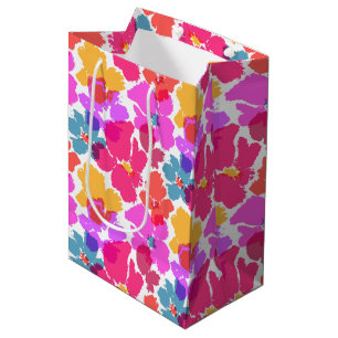 Sacola Para Presentes Média Padrão de Flor Neon Moderno Colorida