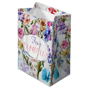 SACOLA PARA PRESENTES MÉDIA PADRÃO DE FLOR QUÍMICO