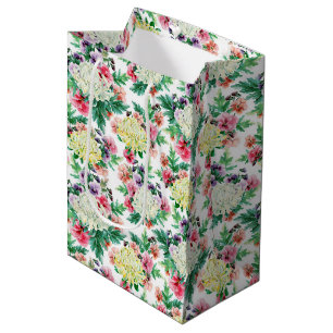 Sacola Para Presentes Média Padrão de flores coloridas de verão