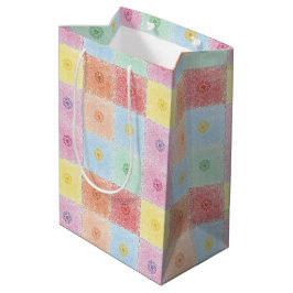 Sacola Para Presentes Média Padrão de flores coloridas vintage e moderno Anive