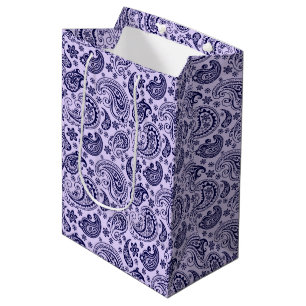 Sacola Para Presentes Média Padrão De Folha De Vintagem Azul Escuro Na Lavand