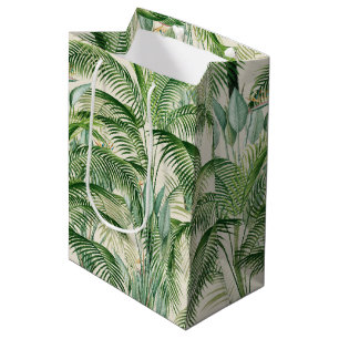 Sacola Para Presentes Média Padrão de Folhagem de Lush Tropical Palm Deixa Fol