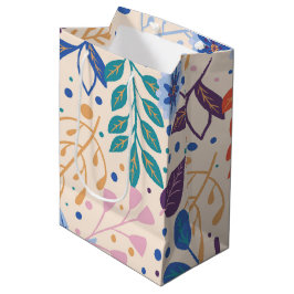 Sacola Para Presentes Média Padrão de Folhagem Moderna de Folhagem Colorida