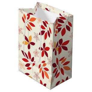 Sacola Para Presentes Média Padrão de Folhas Bonitas e Coloridas