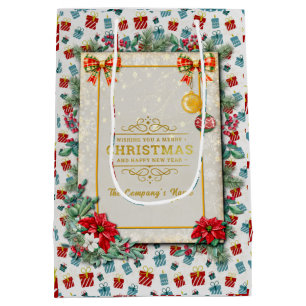 Sacola Para Presentes Média Padrão de fundo de presente de Natal e Ano Novo