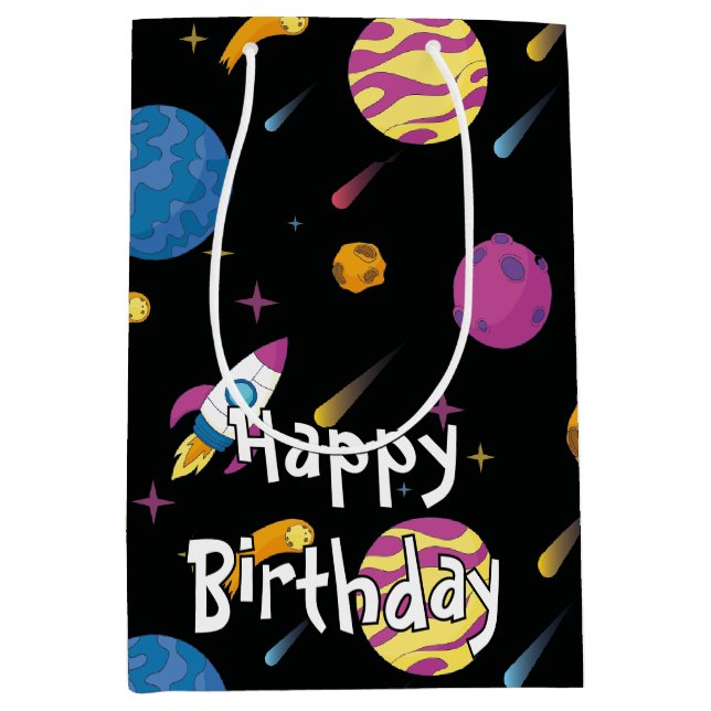 Sacola Para Presentes Média Padrão de Galáxia Viajante de Espaços (Frente)