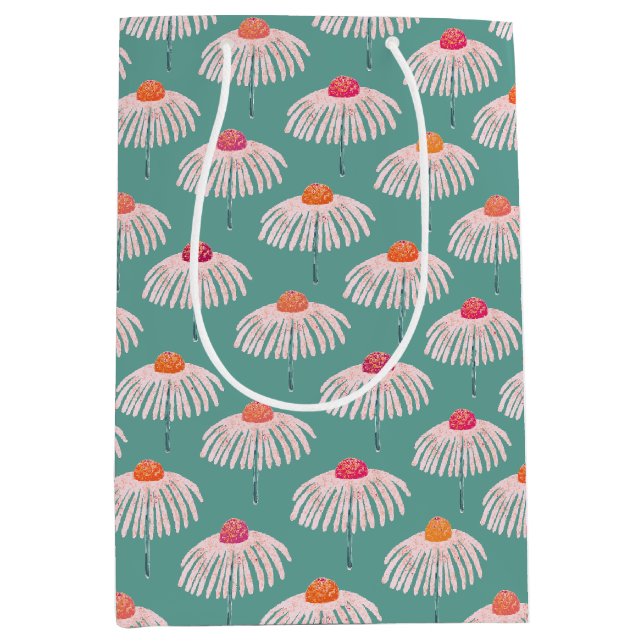 Sacola Para Presentes Média Padrão de Gerbera Daisy Floral (Frente)