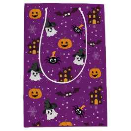 Sacola Para Presentes Média Padrão de Halloween roxo