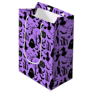 Sacola Para Presentes Média Padrão de Halloween. Spooky e fofo.b L Purple BG