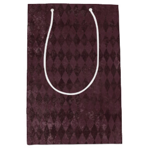 Sacola Para Presentes Média Padrão de Harlequin Roxo Vintage  