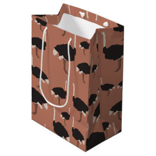 Sacola Para Presentes Média Padrão de Ilustração de Aves de avestruz