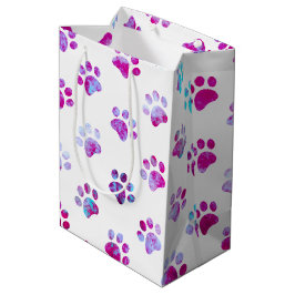 Sacola Para Presentes Média Padrão de impressão de pata texturizada branco ros