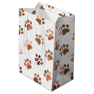 Sacola Para Presentes Média Padrão de Impressão de Pata Texturizada Laranja Br