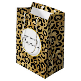 Sacola Para Presentes Média Padrão de Impressão do Leopardo Selvagem e Exótica