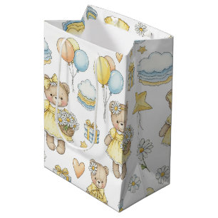 Sacola Para Presentes Média Padrão de Jardim Daisy de Urso de Pelúcia (16)