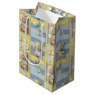 Sacola Para Presentes Média Padrão de Jardim Daisy de Urso de Pelúcia (7)