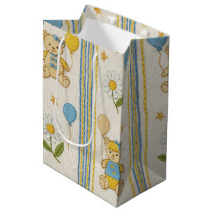 Sacola Para Presentes Média Padrão de Jardim de Margaridas do Ursinho (10)