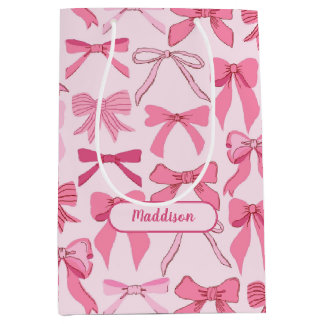 Sacola Para Presentes Média Padrão de Laços Rosa Charmoso para Meninas