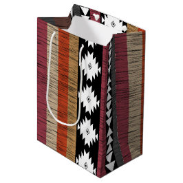 Sacola Para Presentes Média Padrão de Linhas Coloridas Étnicas Nativas