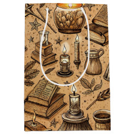 Sacola Para Presentes Média Padrão de Livros e Velas de Bruxaria Vintage (2)