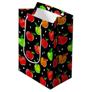 Sacola Para Presentes Média Padrão de Maçãs de Aquarela Vibrante
