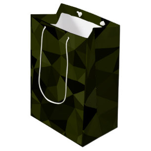 Sacola Para Presentes Média Padrão de malha geométrica preta verde exército es