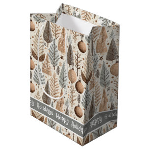 Sacola Para Presentes Média Padrão de Natal dos Tons da Terra nº 25 ID1009
