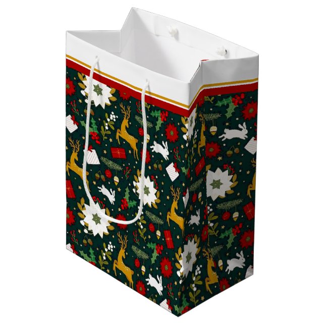Sacola Para Presentes Média Padrão de Natal    saco de presente médio (Frente inclinada)