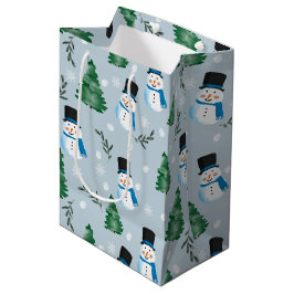 Sacola Para Presentes Média Padrão de Neve Invernal da Cana-de-Água