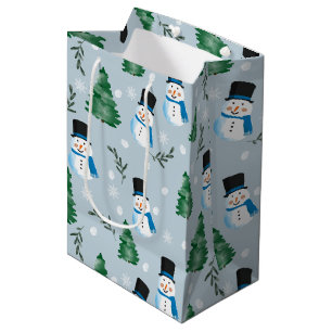 Sacola Para Presentes Média Padrão de Neve Invernal da Cana-de-Água