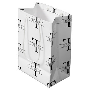 Sacola Para Presentes Média Padrão de Nome Personalizado do Monograma Personal