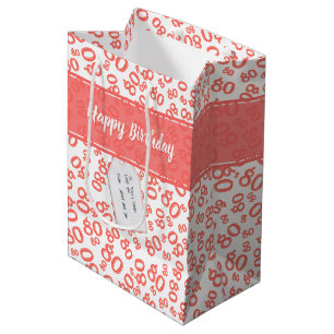 Sacola Para Presentes Média Padrão de Números Aleatórios 80 Feliz/Branco