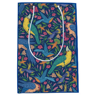 Sacola Para Presentes Média Padrão de papagaios estilo Art nouveau
