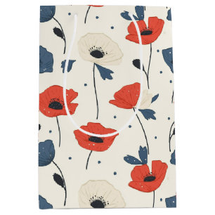 Sacola Para Presentes Média Padrão de papilas de aquarela - Vermelho, Azul e B