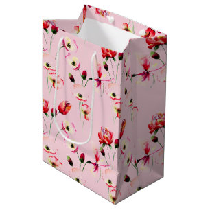 Sacola Para Presentes Média Padrão De Papoila No Rosa Esbranquiçado