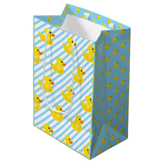 Sacola Para Presentes Média Padrão de Pato de Borracha Amarelo Kawaii (Frente inclinada)