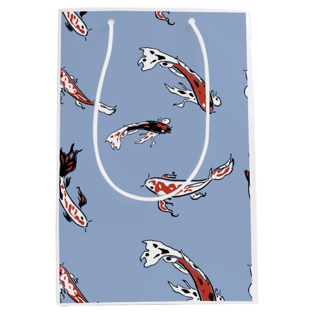Sacola Para Presentes Média Padrão de Peixe de Carpa Koi (Frente)