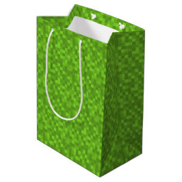 Sacola Para Presentes Média Padrão de Pixel Verde Retro Jogos 8-Bit