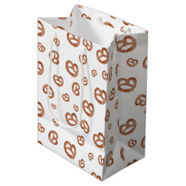Sacola Para Presentes Média Padrão de Pretzel de Aquarela Macia Salgada