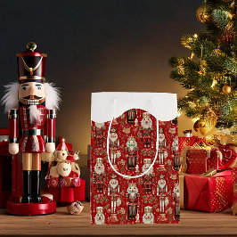 Sacola Para Presentes Média Padrão de quebra-nozes vermelhos Natal neve-cobert