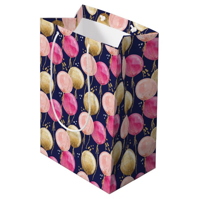 Sacola Para Presentes Média Padrão de Rapariga de Aniversário (Verso inclinado)