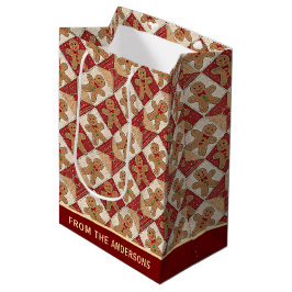 Sacola Para Presentes Média Padrão de Remendo de Homem de Biscoito Custom Fofo