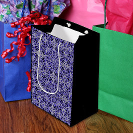 Sacola Para Presentes Média Padrão de rendas roxas e prateadas