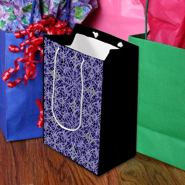 Sacola Para Presentes Média Padrão de rendas roxas e prateadas (Criador carregado)