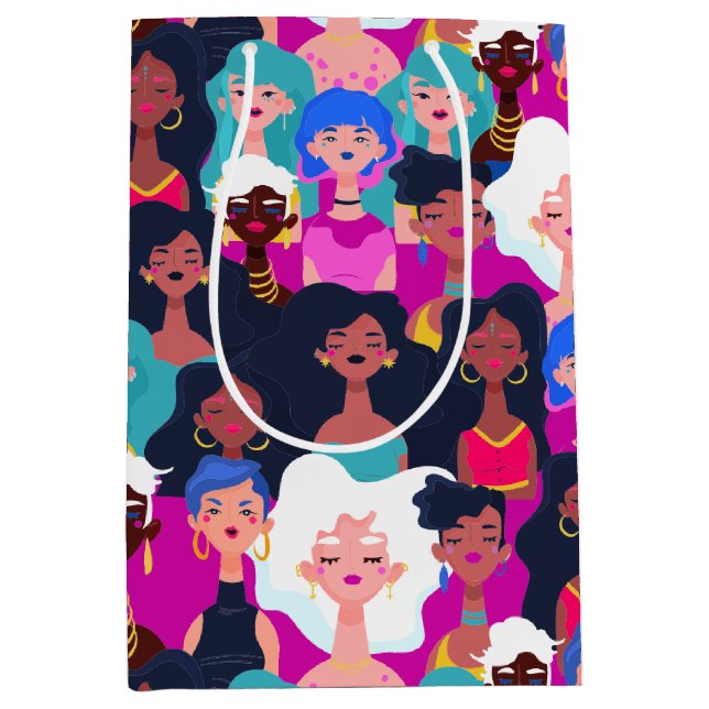 Sacola Para Presentes Média Padrão de rosto feminino (Frente)