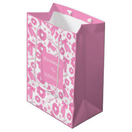 Sacola Para Presentes Média Padrão de Scrunchies Rosa Menina, Acessório de Cab